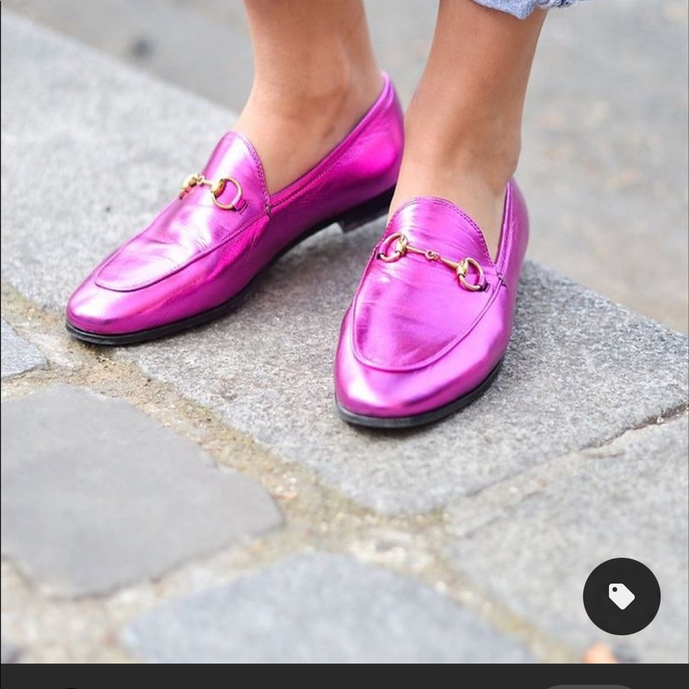 Gucci metallic pink loafer size 37